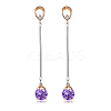 Eco-Friendly Brass Micro Pave Cubic Zirconia Dangle Stud Earring EJEW-EE0004-21GP-01-1