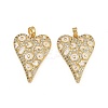 Brass Micro Pave Clear Cubic Zirconia Pendants X-ENAM-K078-01G-1
