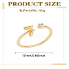 1Pc Letter Brass Rhinestone Open Cuff Rings for Women AJEW-LP0004-47Z-G-2