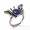 Butterfly Natural Lapis Lazuli Adjustable Rings RJEW-E067-07AS-4