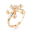 Flower Brass Micro Pave Clear Cubic Zirconia Adjustable Ring Settings KK-T076-73G-1