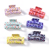 12Pcs 6 Colors Flower Pattern PVC Plastic Claw Hair Clips OHAR-CC0001-01-1