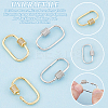 4Pcs 2 Colors Brass Micro Pave Clear Cubic Zirconia Screw Carabiner Lock Charms FIND-UN0004-44-4