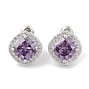 Brass Pave Cubic Zirconia Square Stud Earrings for Women EJEW-I304-21P-2