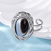 Oval Natural Banded Agate Finger Rings RJEW-M063-01P-18-3