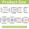160Pcs 8 Styles Frosted Transparent Acrylic Beads OACR-PA0002-09-2