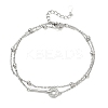 Brass Micro Pave Clear Cubic Zirconia Key Link 2-Strand Bracelets KK-CBA6980-20P-4