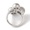 Brass Micro Pave Clear Cubic Zirconia Round Ball Open Cuff Rings for Women LS-RJEW-C098-18P-3