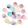 Frosted Baking Paint Crackle Glass Beads with Glitter Powder DGLA-T004-6mm-01A-1
