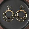 Electroplated 304 Stainless Steel Flat Round Dangle Earrings EJEW-Z129-09G-1
