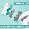 600Pcs 3 Styles 304 Stainless Steel Ball Head Pins STAS-DC0009-11-6
