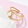 6Pcs 6 Style Oval & Flat Round & Teardrop 304 Stainless Steel Open Cuff Rings Set RJEW-P092-09G-M-3