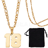 1Pc 304 Stainless Steel Figaro Chain Number Pendant Necklaces NJEW-BBC0001-28B-G-1