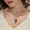 Heart Natural & Synthetic Gemstone Pendant Necklace NJEW-TA00066-7