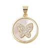 Brass Micro Pave Clear Cubic Zirconia Pendants KK-I712-45G-1