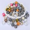 Colorful Pattern Printed Silicone Beads SI-JX0022A-17-5