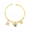 Brass Micro Pave Clear Cubic Zirconia Charm Bangles for Women BJEW-Z089-04P-4