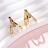 Heart Brass Micro Pave Cubic Zirconia Hoop Earrings EJEW-F384-12G-2