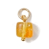 Natural Amber Square Charms PALLOY-JF04834-3