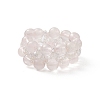 Natural Rose Quartz & Glass Braided Beaded Stretch Ring for Women RJEW-JR00546-03-5