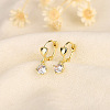 Heart Brass Clear Cubic Zirconia Hoop Earrings FS-WG767CD-01-1