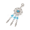 Woven Net/Web with Feather Tibetan Style Alloy Pendant Decorations HJEW-TAC0018-03-1