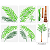 5Pcs 5 Styles Palm Tree Theme PET Hollow Out Drawing Painting Stencils DIY-WH0394-0030-1