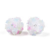 Polymer Clay Rhinestone Beads with Embossed Resin Roses RESI-T059-04M-2