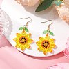 304 Stainless Steel Glass Flower Dangle Earrings EJEW-MZ00519-1