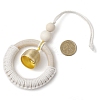 Wood & Cotton Threads Ring Pendant Decorations HJEW-TA00305-3