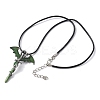 Alloy Enamel Dragon Wrapped Sword Pendant Necklaces NJEW-V005-02P-01-3