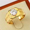 304 Stainless Steel Pave Clear Cubic Zirconia Finger Rings for Men FS-WG96A01-11-1