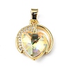 Real 18K Gold Plated Rack Plating Brass Micro Pave Clear Cubic Zirconia Pendants KK-C015-20G-15-1
