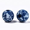 Printed Natural Wooden Beads WOOD-R270-11A-2
