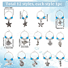 Beach Ocean Theme Alloy Wine Glass Charms AJEW-SC0002-41-2