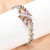 Platinum Tone Brass Micro Pave Cubic Zirconia Tennis Bracelets BJEW-B160-06P-1