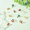 6 Pair 6 Style Watermelon & Cherry & Banana & Tree Enamel Stud Earrings Set EJEW-AN0001-34-7