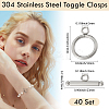 40 Sets 304 Stainless Steel Toggle Clasps STAS-BBC0007-98-2