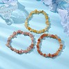 3Pcs Natural Red Aventurine & Natural Sunstone & Natural Topaz Jade Chip Beaded Stretch Bracelet Sets BJEW-JB10867-5