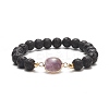 7Pcs 7 Sytle Natural Mixed Gemstone Square & Round Beaded Stretch Bracelets Set for Women BJEW-JB09939-5