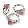 Oval Natural Rhodonite Adjustable Rings RJEW-Q818-01P-04B-1