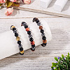 3Pcs 3 Styles 8MM Round Natural Tiger Eye & Black Onyx & Black Obsidian & Synthetic Non-Magnetic Hematite Beads Stretch Bracelets for Women Men BJEW-TA0001-20-5
