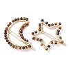 2Pcs Moon & Star Alloy with Natural Tiger Eye Hollow Hair Barrettes PHAR-JH00105-04-1