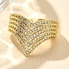 Rack Plating Brass Micro Pave Clear Cubic Zirconia Cuff Finger Rings for Women RJEW-M028-26G-1