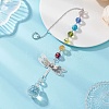 Chakra Glass Beads & Brass Dragonfly Hanging Suncatchers HJEW-JM04684-1