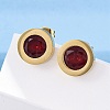 304 Stainless Steel Flat Round Stud Earrings EJEW-C099-23G-02-2