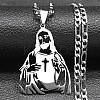 304 Stainless Steel Jesus with Cross Hollow Pendant Necklaces FS-WG1CC45-01-1