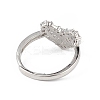 Clear Cubic Zirconia Heart Adjustable Ring RJEW-L100-024P-3