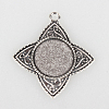 Tibetan Style Alloy Pendant Cabochon Settings X-TIBEP-N003-54AS-1