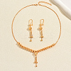 Vintage Brass Round Beaded Tassel Necklace & Earrings for Women HX9279-2